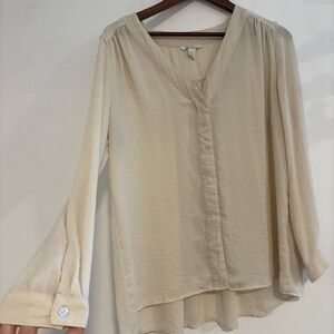 H&M cream button down peasant blouse | bohemian ivory blouse fall fashion sz 12